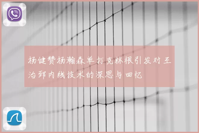 杨健赞杨瀚森单打克林根引发对王治郅内线技术的深思与回忆